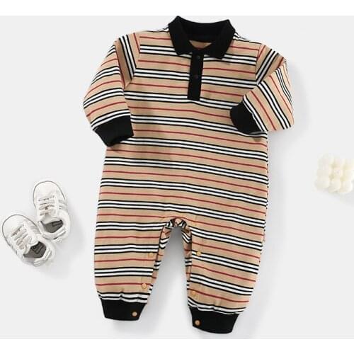 8221 Baby Clothes Striped Bodysuit Autumn New 2021 Cross Border Newborn Clothes Baby Boy One Piece Clothes 100 Days Clothes