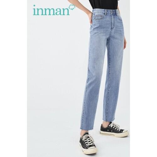 INMAN Summer Jeans Trouser Minimal Design Casual Style Women Fit Fashion Rough Leg End Bottom