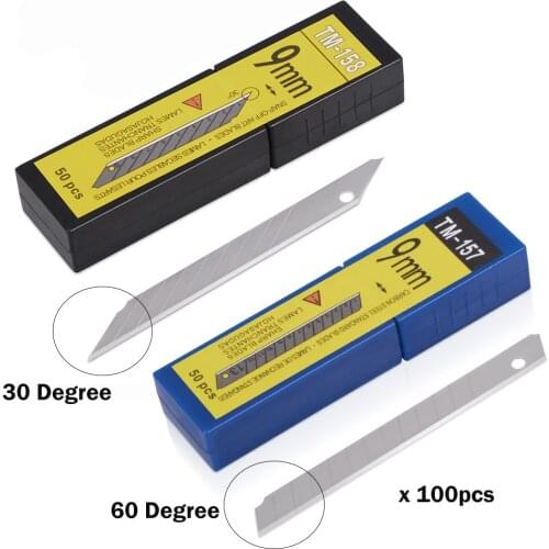 EHDIS 100pcs Vinyl Cutter Knife Carbon Steel Blades 30/60 Degree Snap Off Blade Car Wrapping Film Window Tint Sticker Cut Tool