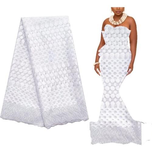 LadyQ Hot Selling African Net Lace Fabric with Stones Soft Cotton Lace Embroidery French Mesh Laces Fabric for Party 2020