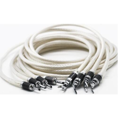 Hi-End 5NOCC Silver Plated HIFI SPeaker cable banana to spade plug Speaker Wire for Audiophiles and HiFi Systems