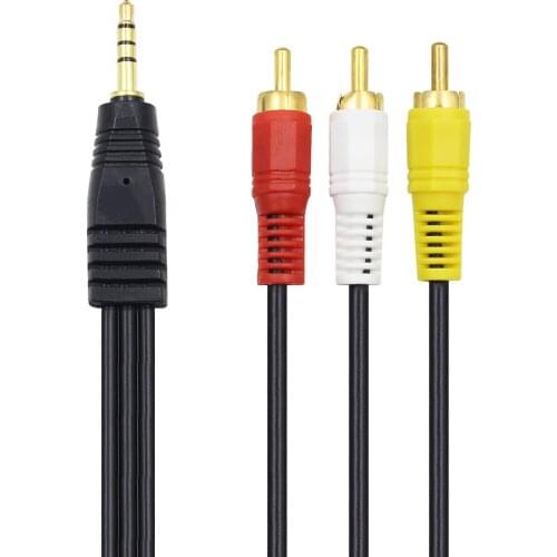 3.5mm to 3 RCA AV A/V TV Video Cable Cord For Panasonic Video Camera Camcorder