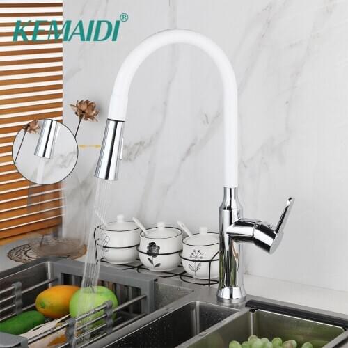 KEMAIDI Kitchen Mixer Basin Sink Faucet Stainless Steel Water Mixer Tap Swivel Kitchen Faucet 360 Rotated Chrome Brass