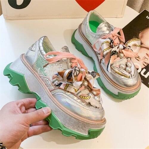 Summer Womens Chunky Sneakers Fashion Lace Platform Shoes Butterfly-knot Lace-Up Vulcanize Shoes Female Trainers Dad Shoes