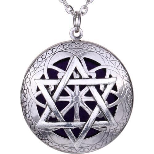 Star of David Essential Oil Diffuser Lockets Aromatherapy Jewelry with Linen Pouch