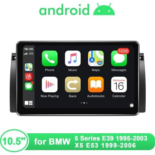 10.5"Android 10 Car Radio Stereo Head Unit Multimedia 1Din Tape Recorder For BMW 5 Series E39 2003 1995 For BMW X5 E53 2006 1999