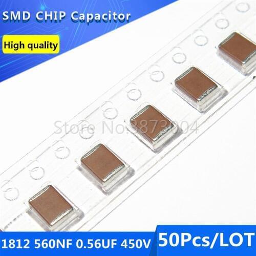50pcs 1812 4532 560NF 0.56UF 450V 10% Thick Film Chip Multilayer Ceramic Capacitor
