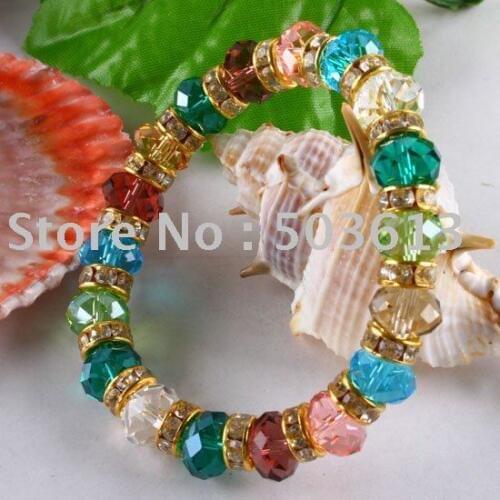 Fashion DIY Handmade Bracelet Mixed Faceted Crystal Glass Metal Spacer Beads Bracelet gcb1018