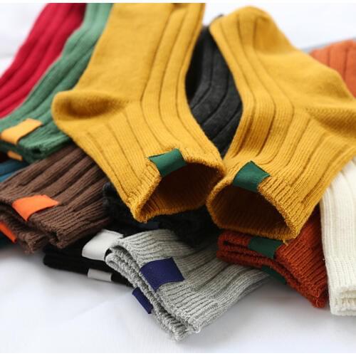 Fashion Colorful Womens Socks Warm Art High Quality Cotton Autumn Winter Ankle Knit Socks for Women Solid Female Short Socks