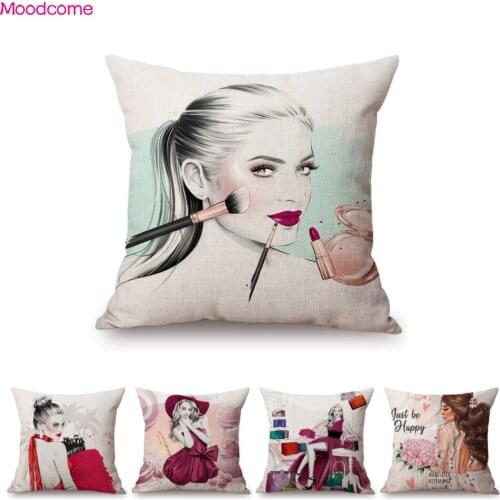 Fashion Metropolis Elegant Girl Elite Lady Modern Art Pretty Woman Home Decorative Sofa Throw Pillow Case Linen Cushion Cover