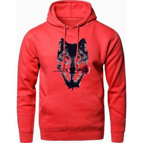 Men pullover wolf print hoodies Hip Hop hooded Sweatshirt funny streetwear clothing man outwear top 2020 spring Autumn Clothings