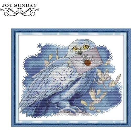 Corss Stitch Animal Kit Messenger Owl Patterns 11CT 14CT DIY Handwork Counted Printed Crossstitch Kit DMC Embroidery Needlework