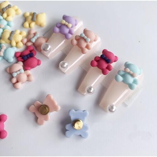 New 3D Cartoon Nail Decorations Rotatable Cute Rabbit Jelly Bear and Mouse Nail DIY Rotating Nail Art Manicure Accessories