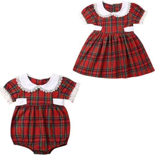 New Toddler Kids Baby Girls Clothes Sister Matching Xmas Romper Dress Outfits Sets Children Clothing