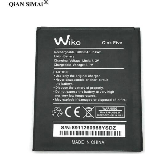 New High Quality 2000mAh battery For Wiko Cink Five phone