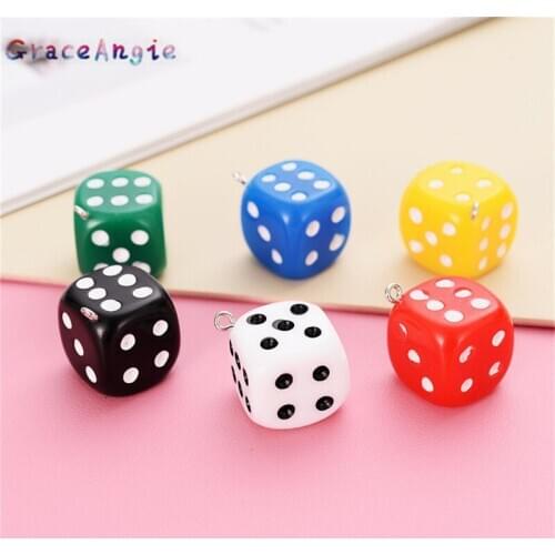 10pcs Plastic Dice DIY Earring Pendants 20mm Funny Miniature Figurines Resin Craft Resin Cabochon Charms Making Cabochon Pendant