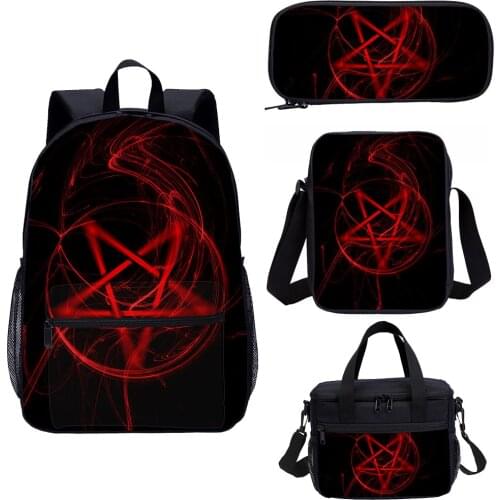 4 Pcs Pentagram Pattern Backpack Set Fashionable Student Bookbags Children Teens Designer Backpack Back to School Gift
