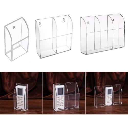 Grid Transparent Acrylic Remote Control Storage Box Hotel Wall Mount Hanging Rack Makeup Brush Stationery Media accepted