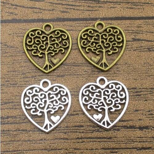 Wholesale Heart Tree Charms 50PCS/Lot 18×17mm DIY Fashion Accessories Earring Pendants Charm Bracelet 2 Colors Available-RS873