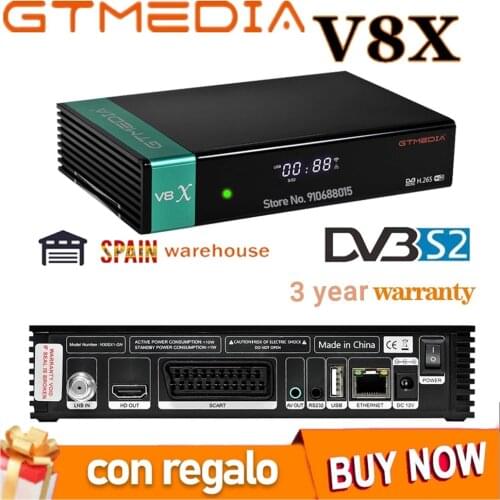 GTMEDIA V8X Satellite TV Receiver H.265 DVB-S/S2/S2X Built-in Wifi CA Slot Scart Set Top Box GT MEDIA V7S 2X Support usb wifi