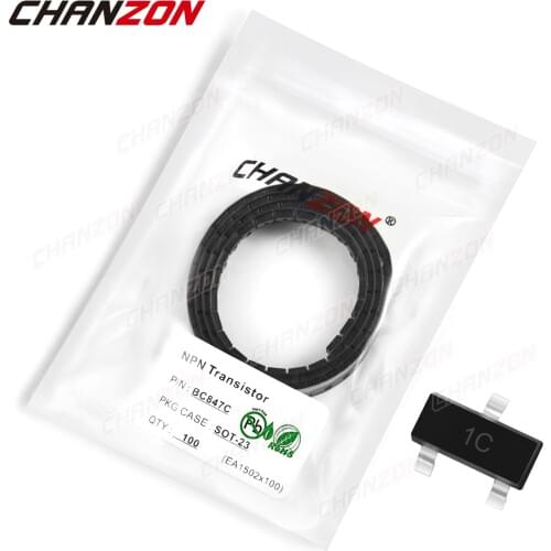 100Pcs BC847C SOT-23 SMD NPN Transistor Bipolar Junction BJT Triode Tube Fets 0.1A 50V Mark 1G Single Integrated Circuits