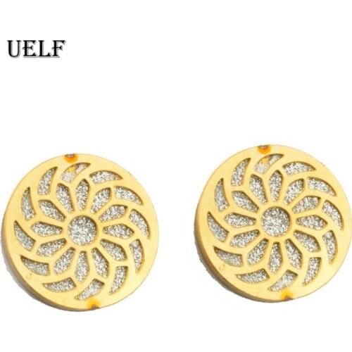 Uelf Boho Stainless Steel Flower Earrings Women Stud Earrings Personality Party Jewelry