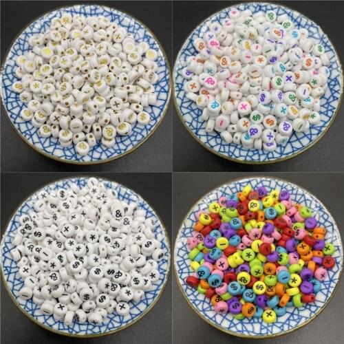 100pcs 7mm Oval Shape Acrylic Spaced Beads Mixed Symbol Beads For Jewelry Making DIY Charms Bracelet Necklac Making