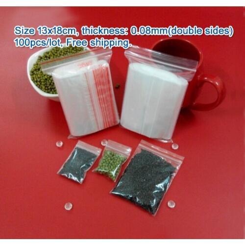 100pcs/lot high quality Transparent PE Zip Lock jewelry Gift Packaging Bags, 13*18cm clear plastic bags for clothing storage