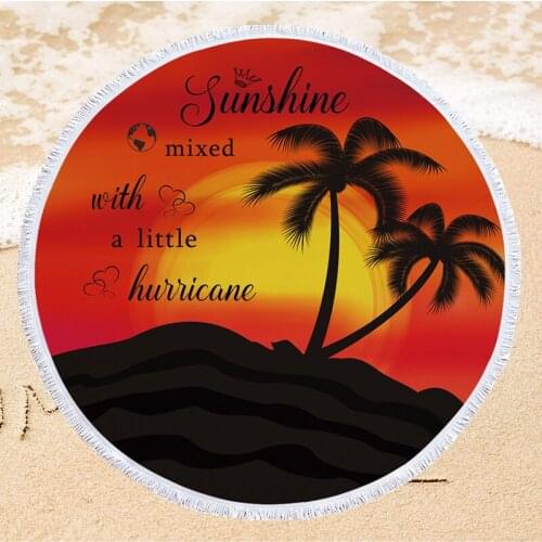 150cm Round Microfiber Beach Towel with Tassel Summer Beach Bath Towel for Adults Children Travel Camping Picnic Mat