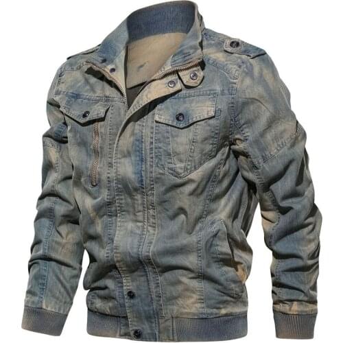 2021 Denim Jacket Men Vintage Military Brand Bomber Jackets High Quality Jeans Coats Plus Size M-6XL Jaqueta Masculino