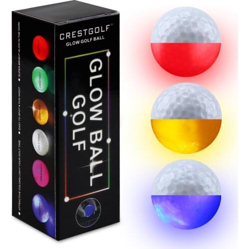 3pcs CRESTGOLF Per Pack Hi-Q USGA Led Golf Balls for Night Training Luxury Golf Practice Balls with 6 Colors