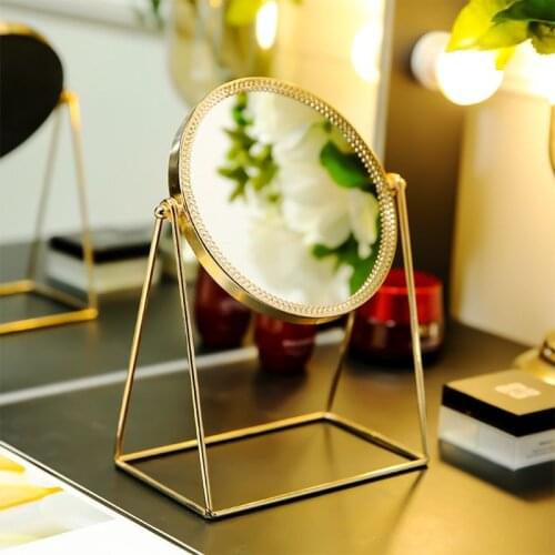 360° Rotation Metal Makeup Mirror Single Sided Vintage Vanity Mirror Golden
