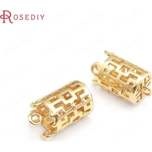 40088)10PCS 7x12MM 24K Champagne Gold Color Brass Cylinder Earring Connect Charms Pendants Jewelry Making Supplies Diy Findings