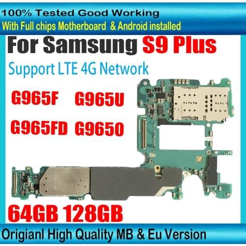 512GB For Samsung Galaxy S9 Plus G965FD G965F G965U Motherboard With chips Mainboard 100% Original 128G Note 9 SM-G960F Unlocked