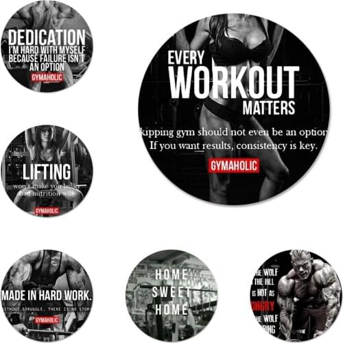 58mm Bodybuilding Men Girl Fitness Gym Badge Brooch Pin Accessories For Clothes Backpack Decoration gift