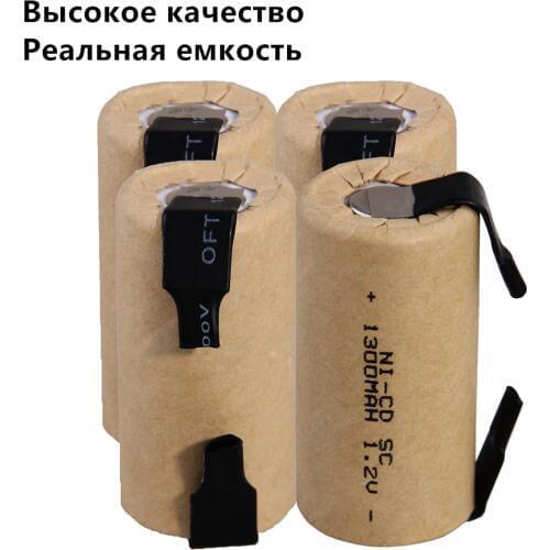 40 pcs SC battery 1.2V SUBC batteries rechargeable 1300mah flat top