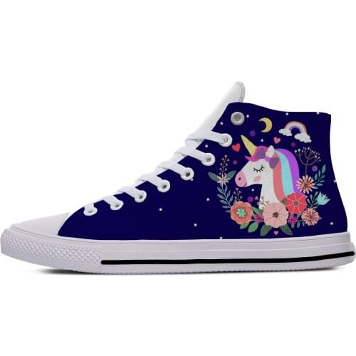 Anime Cartoon Unicorn Funny Fashion Cute Vogue Casual Cloth Shoes High Top Lightweight Breathable 3D Printed Men women Sneakers