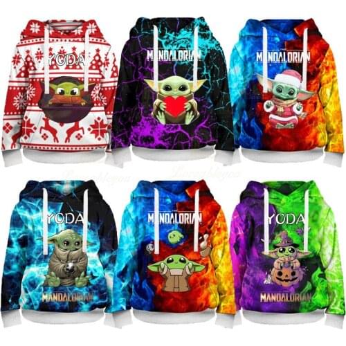 Children Baby Yoda Outfit Hoodie Boy Girls 3D Pullovers Kids 100-160 Sweatshirt Disney Clothing Birthday Christmas Gifts