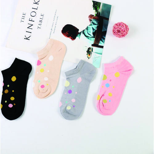 DONG AI soft nylon colorful dot ankle bamboo socks women boat socks hand linking 200 needles female breathable mesh