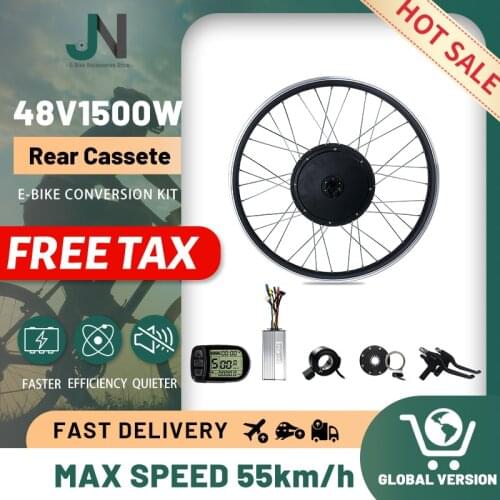 E-Bike Motor Kit High Speed Brushless Gearless Hub Motor 48V 1500W 20-29inch 700C With KT LCD Display For Ebike Conversion Kit