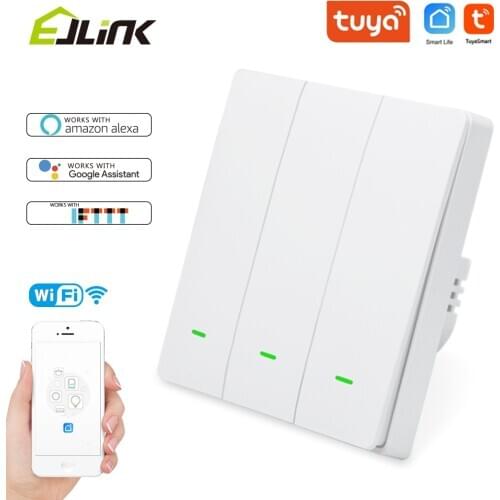 EJLINK Tuya Smart Wifi Switch EU Standard 90-250V Control by App, Voice, Manual Smart Home Switches Works with Alexa