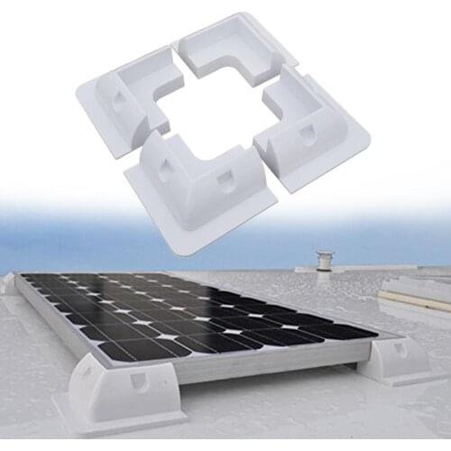 4pcs/set Solar Panel Stand White Corner Mounting Bracket Kit for Mother home Caravan RV Marine Flat Roof Camping Van and Caravan