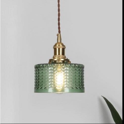 Creative Nordic Copper Pendant Lamp Glass Lampshade Hanging Lamp With Switch Modern LED Fixture Home Ceiling Decor E27 110V-220V