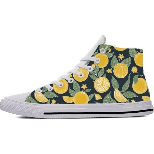 Lemon Fruit Anime Cartoon Pattern Aesthetic Funny Casual Cloth Shoes High Top Lightweight Breathable 3D Print Men Women Sneakers