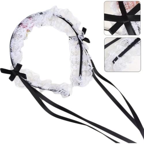 Ruffled Lace Sweet Lolita Headband Steampunk Ribbon Bowknot Cosplay Hair Hoop LX9E