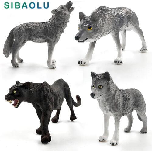 Leopard Wolf Black Panther Simulation Animal model figurine home decor miniature fairy garden decoration accessories gift statue