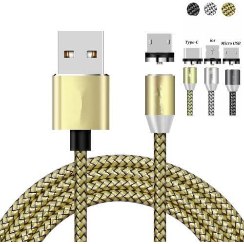Magnetic Cable Braided LED Type C Micro USB magnetic usb charger cable for iphone 12 MINI X 7 8 6 XS Max XR Samsung S20 A51 cord