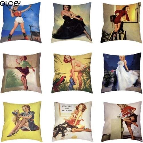 Lovely Woman, Cover Girl, High Heels, White Printed Polyester Cushion Cover, Family Bedroom Living Room Decoration, Dog, Parrot