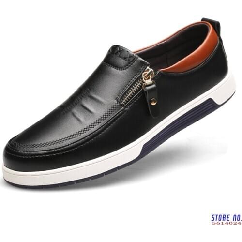 Plus Size 38-47 Leather Men Sneakers New 2020 Men Casual Shoes Zipper Luxurious Brand Flat Shoes For Men Drop Shipping