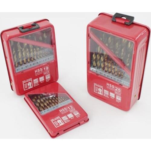 13/19/25PC Twist Drill Bit Set Titanium-plated High Speed Steel Twist Drill For Wood Thin Iron Sheet Aluminum Woodworking Tools